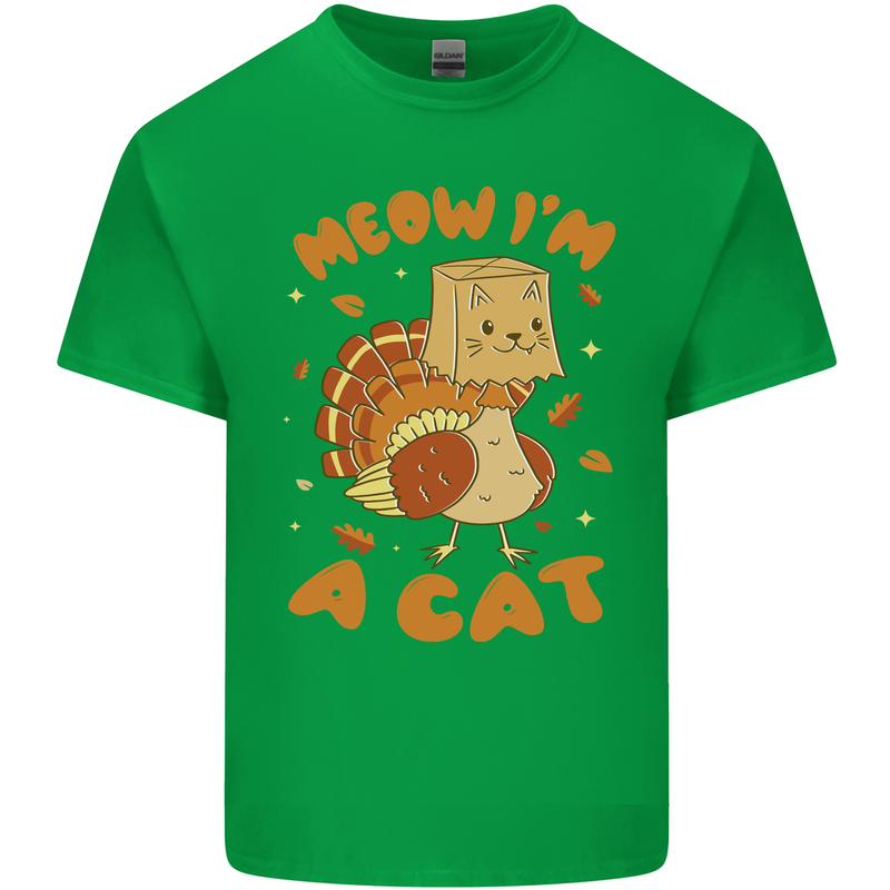 Thanksgiving Christmas Turkey I'm a Cat Mens Cotton T-Shirt Tee Top Irish Green