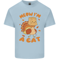 Thanksgiving Christmas Turkey I'm a Cat Mens Cotton T-Shirt Tee Top Light Blue