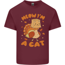 Thanksgiving Christmas Turkey I'm a Cat Mens Cotton T-Shirt Tee Top Maroon