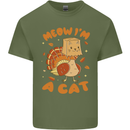 Thanksgiving Christmas Turkey I'm a Cat Mens Cotton T-Shirt Tee Top Military Green