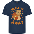 Thanksgiving Christmas Turkey I'm a Cat Mens Cotton T-Shirt Tee Top Navy Blue
