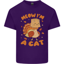 Thanksgiving Christmas Turkey I'm a Cat Mens Cotton T-Shirt Tee Top Purple