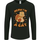 Thanksgiving Christmas Turkey I'm a Cat Mens Long Sleeve T-Shirt Black