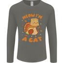 Thanksgiving Christmas Turkey I'm a Cat Mens Long Sleeve T-Shirt Charcoal
