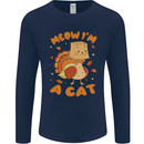 Thanksgiving Christmas Turkey I'm a Cat Mens Long Sleeve T-Shirt Navy Blue