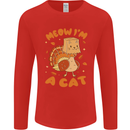 Thanksgiving Christmas Turkey I'm a Cat Mens Long Sleeve T-Shirt Red