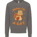 Thanksgiving Christmas Turkey I'm a Cat Mens Sweatshirt Jumper Charcoal
