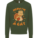 Thanksgiving Christmas Turkey I'm a Cat Mens Sweatshirt Jumper Forest Green