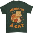 Thanksgiving Christmas Turkey I'm a Cat Mens T-Shirt 100% Cotton Forest Green