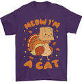 Thanksgiving Christmas Turkey I'm a Cat Mens T-Shirt 100% Cotton Purple