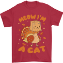 Thanksgiving Christmas Turkey I'm a Cat Mens T-Shirt 100% Cotton Red