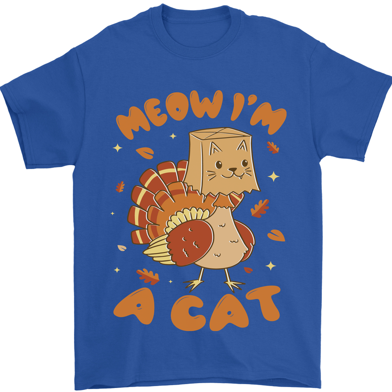 Thanksgiving Christmas Turkey I'm a Cat Mens T-Shirt 100% Cotton Royal Blue