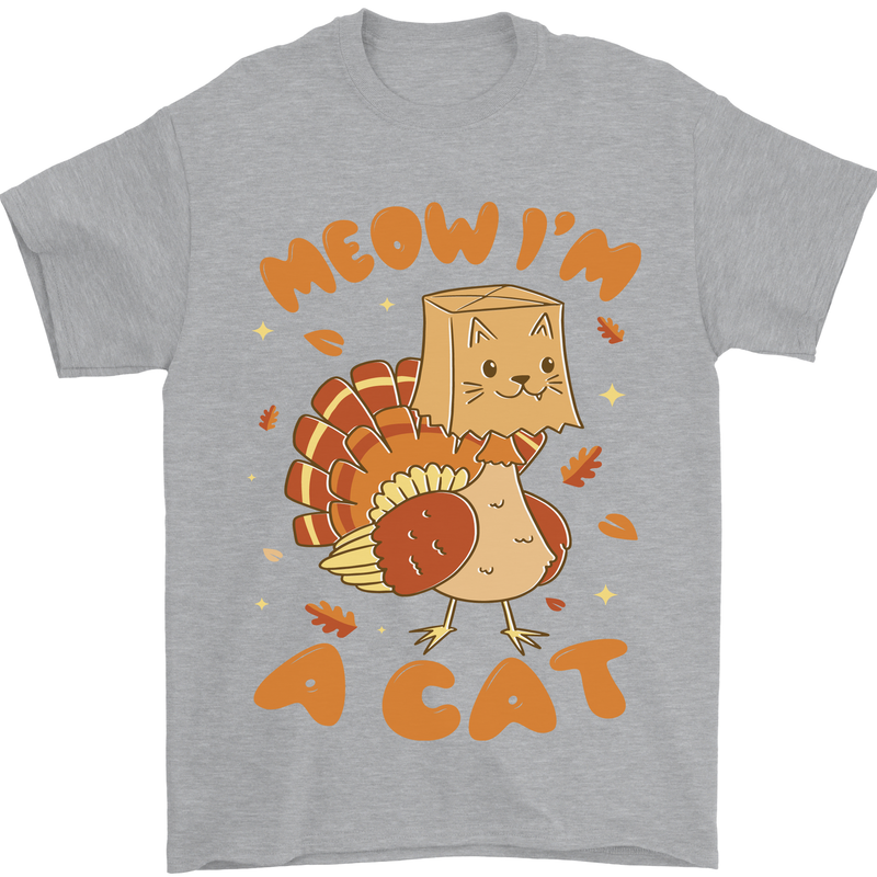 Thanksgiving Christmas Turkey I'm a Cat Mens T-Shirt 100% Cotton Sports Grey