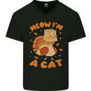 Thanksgiving Christmas Turkey I'm a Cat Mens V-Neck Cotton T-Shirt Black