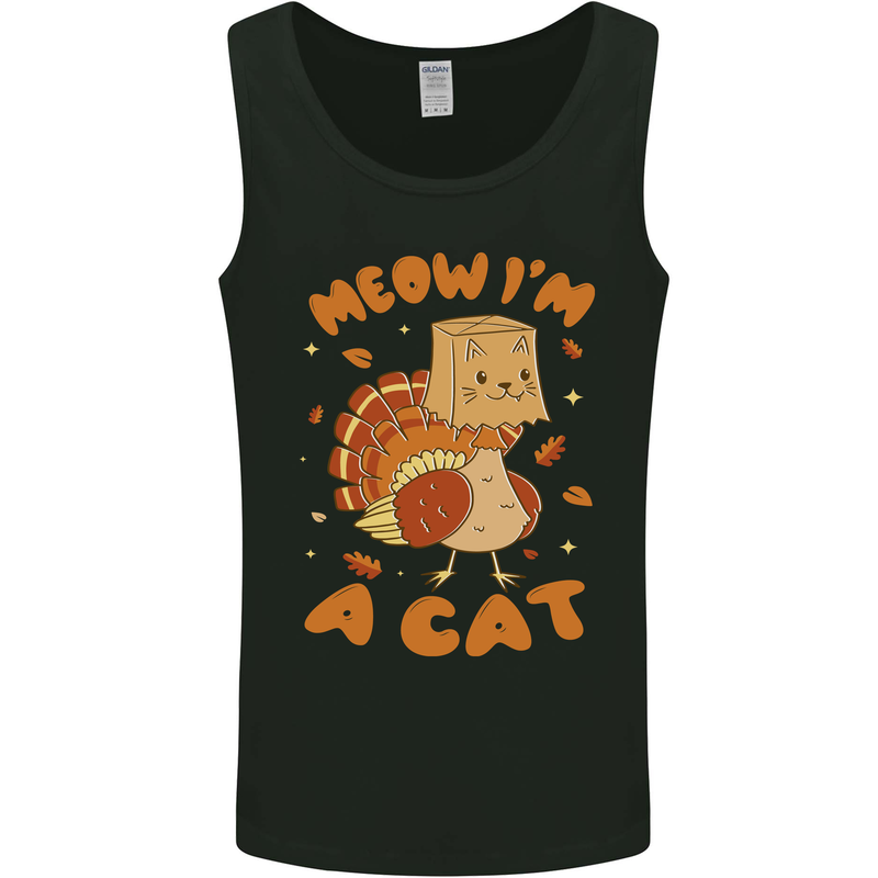 Thanksgiving Christmas Turkey I'm a Cat Mens Vest Tank Top Black