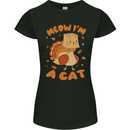 Thanksgiving Christmas Turkey I'm a Cat Womens Petite Cut T-Shirt Black