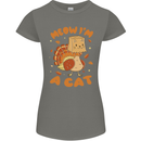 Thanksgiving Christmas Turkey I'm a Cat Womens Petite Cut T-Shirt Charcoal
