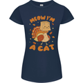 Thanksgiving Christmas Turkey I'm a Cat Womens Petite Cut T-Shirt Navy Blue