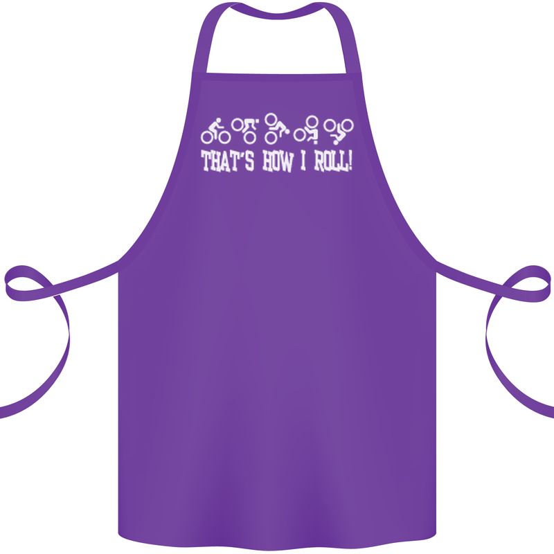 That's how I Roll Bike Fun Cyclist Funny Cotton Apron 100% Organic Purple