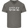 That's how I Roll Bike Fun Cyclist Funny Mens V-Neck Cotton T-Shirt Charcoal