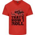 Thats How I Roll Role Playing Games RPG Mens V-Neck Cotton T-Shirt Red