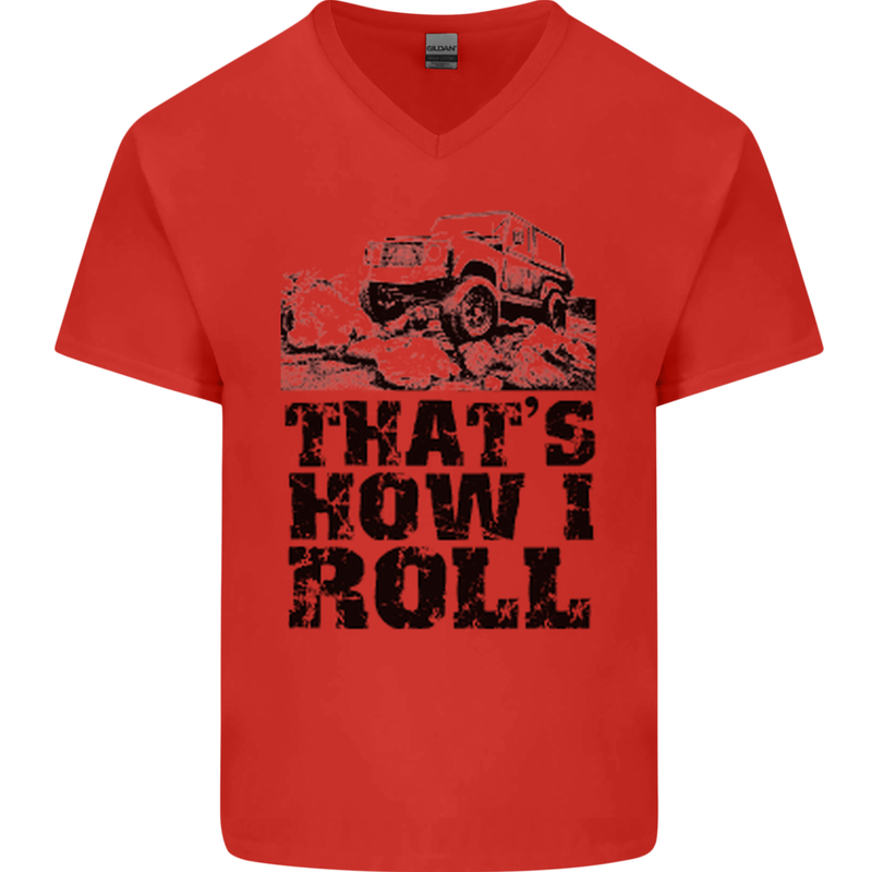 Thats How I Roll Role Playing Games RPG Mens V-Neck Cotton T-Shirt Red