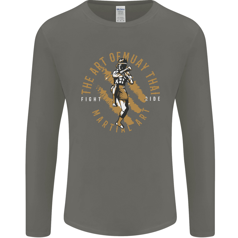 The Art of Muay Thai MMA Mixed Martial Arts Mens Long Sleeve T-Shirt Charcoal