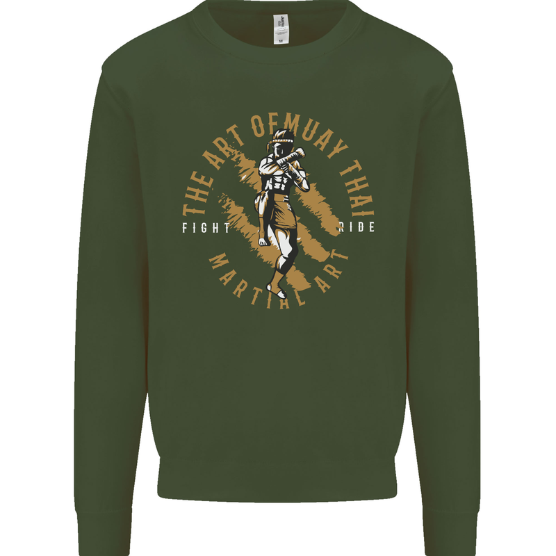 The Art of Muay Thai MMA Mixed Martial Arts Mens Sweatshirt Jumper Forest Green