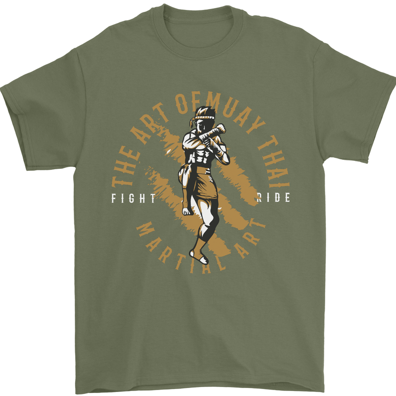 The Art of Muay Thai MMA Mixed Martial Arts Mens T-Shirt Cotton Gildan Military Green