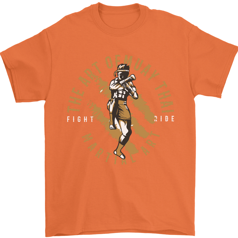 The Art of Muay Thai MMA Mixed Martial Arts Mens T-Shirt Cotton Gildan Orange