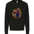 The Australian Flag Fire Effect Australia Kids Sweatshirt Jumper Black