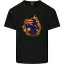 The Australian Flag Fire Effect Australia Kids T-Shirt Childrens Black
