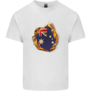 The Australian Flag Fire Effect Australia Kids T-Shirt Childrens White