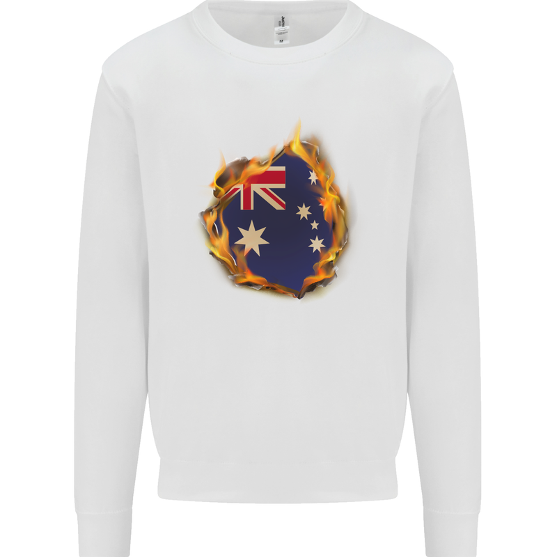 The Australian Flag Fire Effect Australia Mens Sweatshirt Jumper White