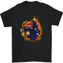 The Australian Flag Fire Effect Australia Mens T-Shirt Cotton Gildan Black