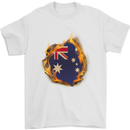 The Australian Flag Fire Effect Australia Mens T-Shirt Cotton Gildan White