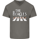 The Beagles Funny Dog Parody Mens V-Neck Cotton T-Shirt Charcoal