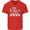 The Beagles Funny Dog Parody Mens V-Neck Cotton T-Shirt Red