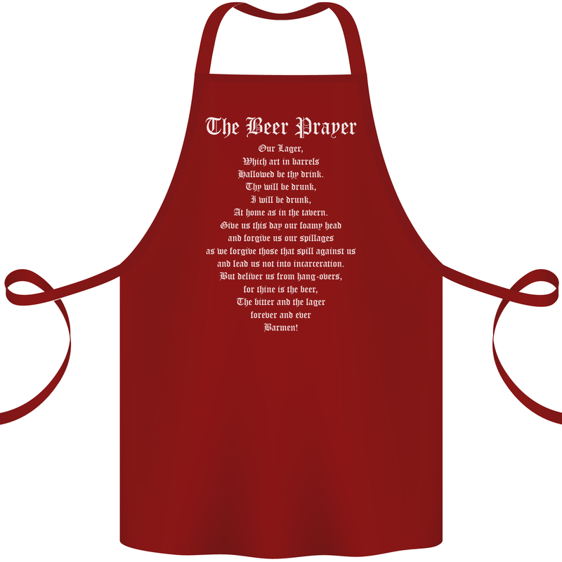 The Beer Prayer Funny Alcohol Cotton Apron 100% Organic Maroon