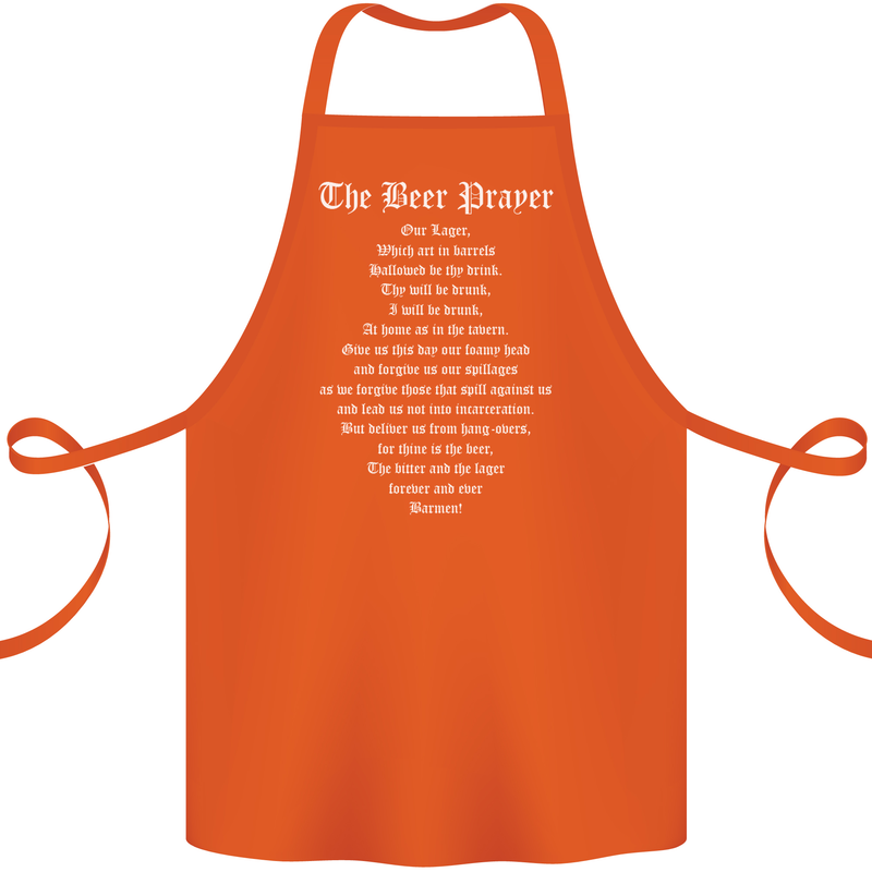 The Beer Prayer Funny Alcohol Cotton Apron 100% Organic Orange