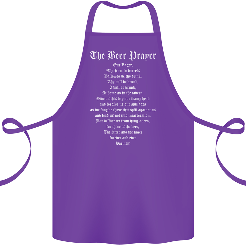 The Beer Prayer Funny Alcohol Cotton Apron 100% Organic Purple