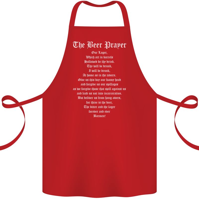 The Beer Prayer Funny Alcohol Cotton Apron 100% Organic Red