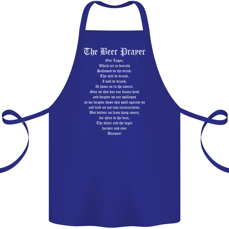 The Beer Prayer Funny Alcohol Cotton Apron 100% Organic Royal Blue