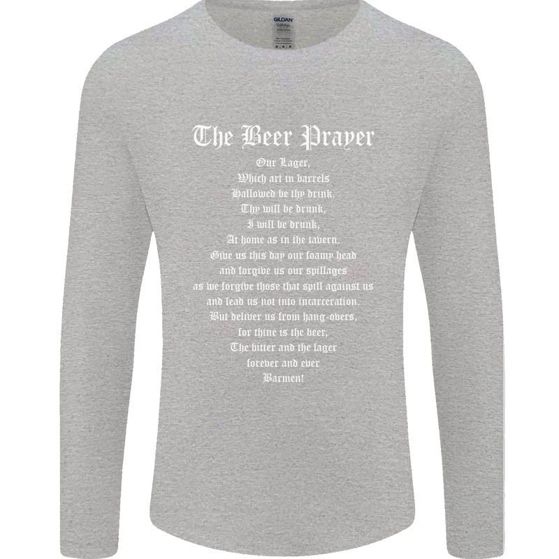 The Beer Prayer Funny Alcohol Mens Long Sleeve T-Shirt Sports Grey