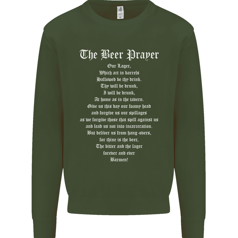 The Beer Prayer Funny Alcohol Mens Sweatshirt Jumper Forest Green