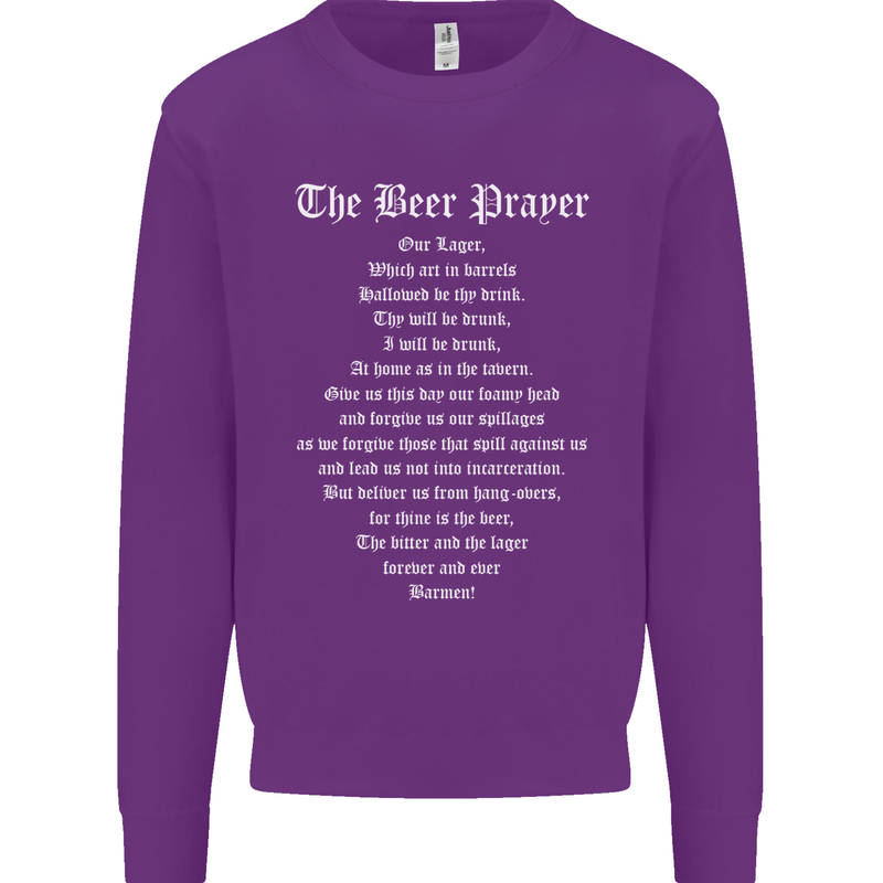 The Beer Prayer Funny Alcohol Mens Sweatshirt Jumper Purple