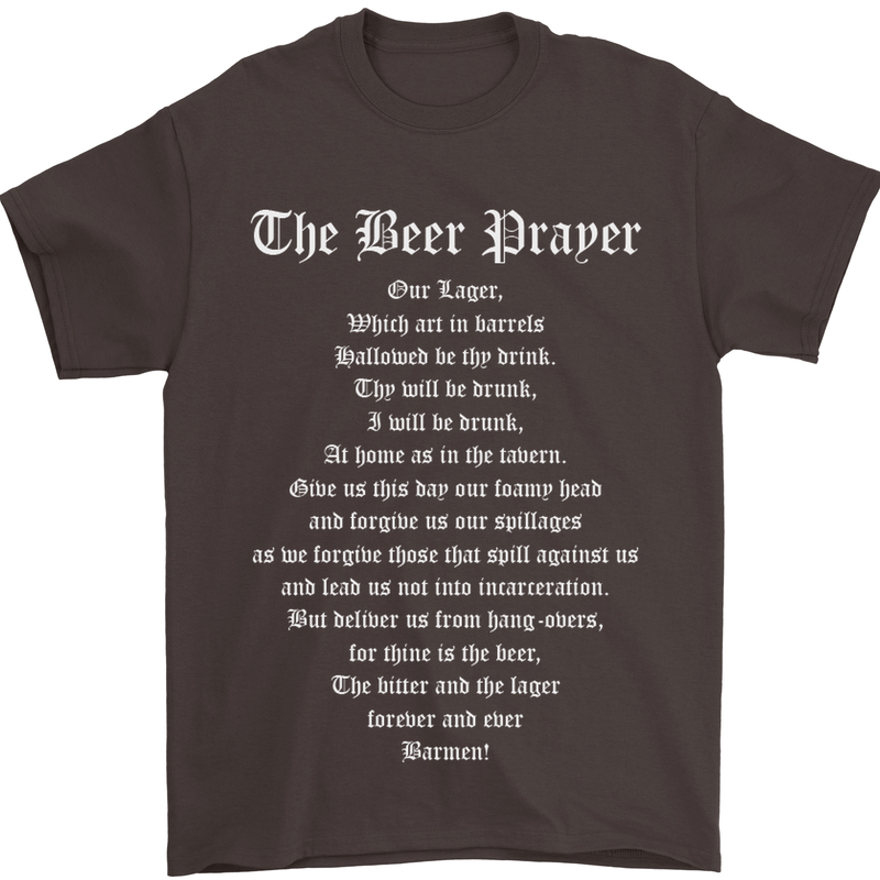 The Beer Prayer Funny Alcohol Mens T-Shirt Cotton Gildan Dark Chocolate