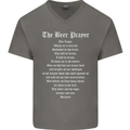 The Beer Prayer Funny Alcohol Mens V-Neck Cotton T-Shirt Charcoal