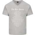 The Beer Prayer Funny Alcohol Mens V-Neck Cotton T-Shirt Sports Grey