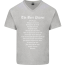 The Beer Prayer Funny Alcohol Mens V-Neck Cotton T-Shirt Sports Grey